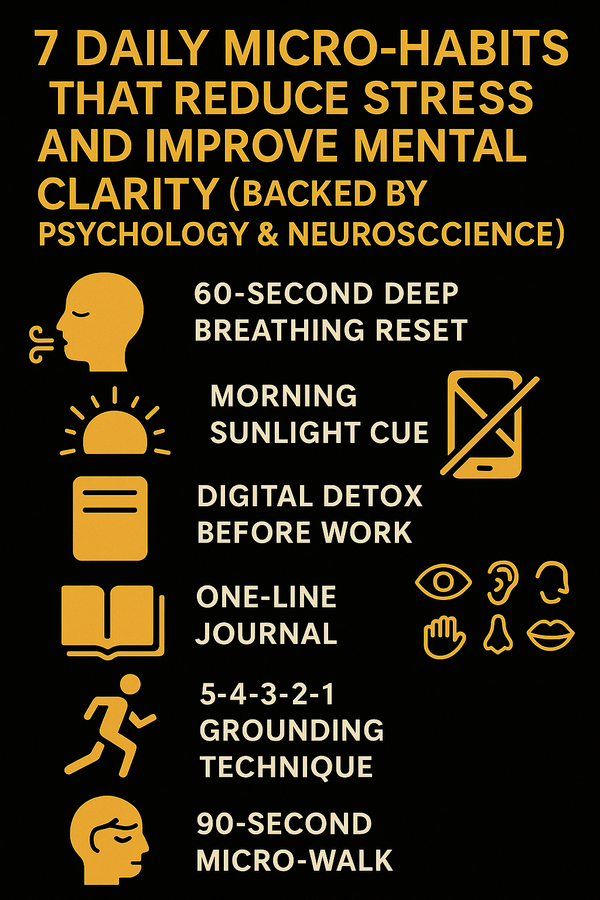 7 Daily Micro-Habits That Reduce Stress and Improve Mental Clarity (Backed by Psychology & Neuroscience)